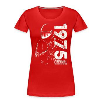 50ème Anniversaire Vintage 1975 Motard Motard - T-shirt bio Premium Femme - bleu marine - Devant - Mia (176cm)