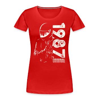 37ème Anniversaire Vintage 1987 Motard Motard - T-shirt bio Premium Femme - bleu marine - Devant - Mia (176cm)