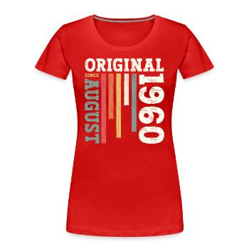 64ème Anniversaire Original Août 1960 Millésime 1960 - T-shirt bio Premium Femme - bleu marine - Devant - Mia (176cm)