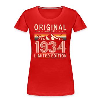 90th Birthday Original August 1934 Born 1934 - Women's Premium Organic T-Shirt - navy - Front - Mia (176cm)