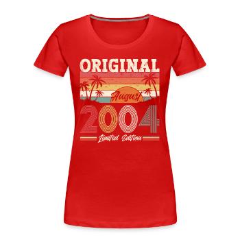 20ème Anniversaire Original Août 2004 Millésime 2004 - T-shirt bio Premium Femme - bleu marine - Devant - Mia (176cm)