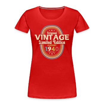 84e anniversaire Original août 1940 Né en 1940 - T-shirt bio Premium Femme - bleu marine - Devant - Mia (176cm)