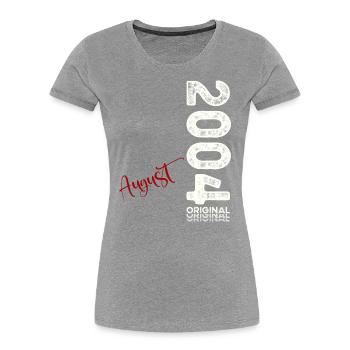 20ème Anniversaire Original Août 2004 Millésime 2004 - T-shirt bio Premium Femme - bleu marine - Devant - Mia (176cm)