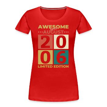 18ème anniversaire Original Août 2006 Millésime 2006 - T-shirt bio Premium Femme - bleu marine - Devant - Mia (176cm)