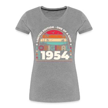 70th Birthday Original August 1954 Year 1954 - Women's Premium Organic T-Shirt - navy - Front - Mia (176cm)