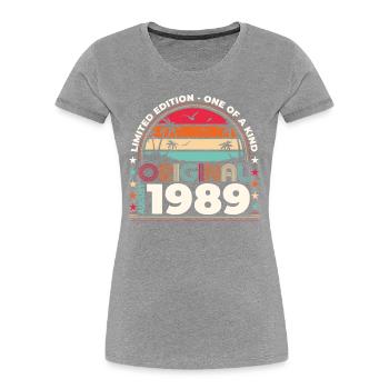 35th Birthday Original August 1989 Year 1989 - Women's Premium Organic T-Shirt - navy - Front - Mia (176cm)