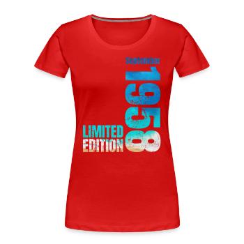 66e anniversaire Septembre 1958 Né en 1958 - T-shirt bio Premium Femme - bleu marine - Devant - Mia (176cm)