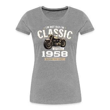 66. Geburtstag Vintage September 1958 Motorrad - Frauen Premium Bio T-Shirt - Navy - Vorne - Mia (176cm)