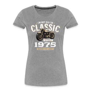 50. Geburtstag Vintage September 1975 Motorrad - Frauen Premium Bio T-Shirt - Navy - Vorne - Mia (176cm)