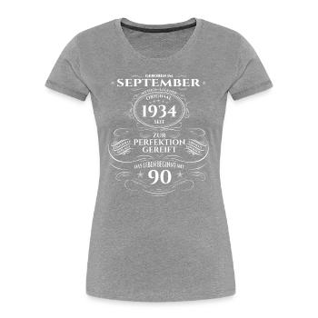 90th Birthday Original September 1934 Volume 34 - Women's Premium Organic T-Shirt - navy - Front - Mia (176cm)
