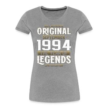 30ème Anniversaire Millésime Septembre 1994 Cru 94 - T-shirt bio Premium Femme - bleu marine - Devant - Mia (176cm)