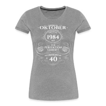 40. Geburtstag Original Oktober 1984 Jahrgang 84 - Frauen Premium Bio T-Shirt - Navy - Vorne - Mia (176cm)