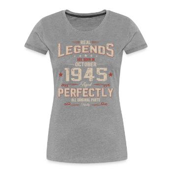 80e anniversaire Légende Octobre 1945 Volume 45 - T-shirt bio Premium Femme - bleu marine - Devant - Mia (176cm)