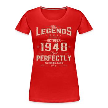 76th Birthday Legend October 1948 Volume 48 - Women's Premium Organic T-Shirt - navy - Front - Mia (176cm)