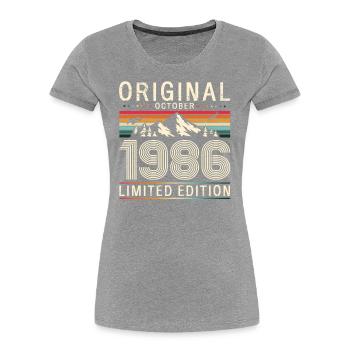 38e anniversaire Légende Octobre 1986 Volume 86 - T-shirt bio Premium Femme - bleu marine - Devant - Mia (176cm)