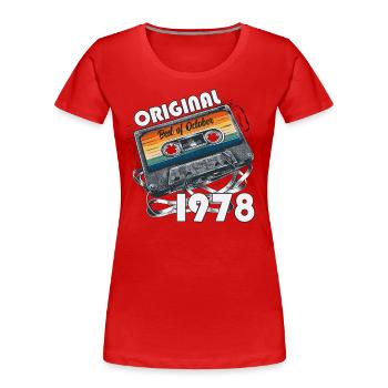 46th Birthday Vintage October 1978 Cassette 1978 - Women's Premium Organic T-Shirt - navy - Front - Mia (176cm)