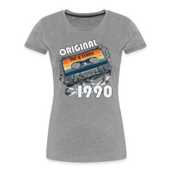 34. Geburtstag Vintage Oktober 1990 Jahrgang 90 - Frauen Premium Bio T-Shirt - Navy - Vorne - Mia (176cm)