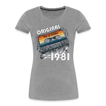 43ème Anniversaire Millésime Octobre1981 Cru 81 - T-shirt bio Premium Femme - bleu marine - Devant - Mia (176cm)