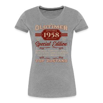 66. Geburtstag Oldtimer November 1958 Jahrgang 58 - Frauen Premium Bio T-Shirt - Navy - Vorne - Mia (176cm)