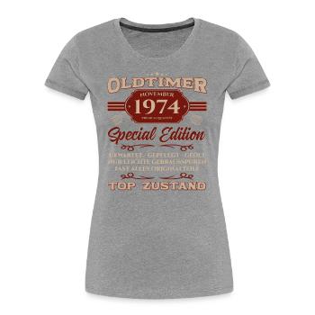50th Birthday Classic Car November 1974 Vintage 74 - Women's Premium Organic T-Shirt - navy - Front - Mia (176cm)