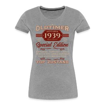 85th Birthday Oldtimer November 1939 Volume 39 - Women's Premium Organic T-Shirt - navy - Front - Mia (176cm)