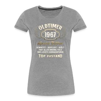 57. Geburtstag Oldtimer November 1967 Jahrgang 57 - Frauen Premium Bio T-Shirt - Navy - Vorne - Mia (176cm)