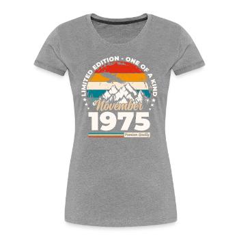 50th Birthday Original November 1975 Volume 75 - Women's Premium Organic T-Shirt - navy - Front - Mia (176cm)