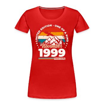 25th Birthday Original November 1999 Volume 99 - Women's Premium Organic T-Shirt - navy - Front - Mia (176cm)