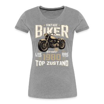 44ème anniversaire Motard Novembre 1980 Motard - T-shirt bio Premium Femme - bleu marine - Devant - Mia (176cm)