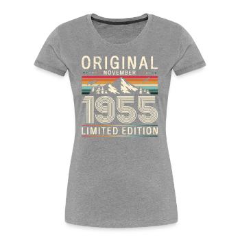 70th Birthday Original November 1955 Volume 55 - Women's Premium Organic T-Shirt - navy - Front - Mia (176cm)