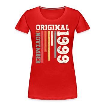 25th Birthday Original November 1999 Volume 99 - Women's Premium Organic T-Shirt - navy - Front - Mia (176cm)