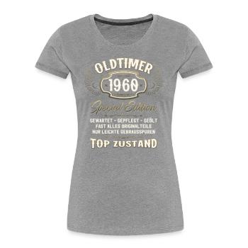 65ème Anniversaire Voiture Classique Décembre 1960 Millésime 60 - T-shirt bio Premium Femme - bleu marine - Devant - Mia (176cm)
