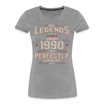 35e anniversaire Légendaire depuis janvier Né en 1990 - T-shirt bio Premium Femme - bleu marine - Devant - Mia (176cm)