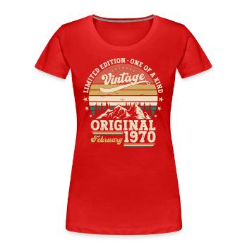 55ème anniversaire cadeau mari Original février 1970 - T-shirt bio Premium Femme - bleu marine - Devant - Mia (176cm)