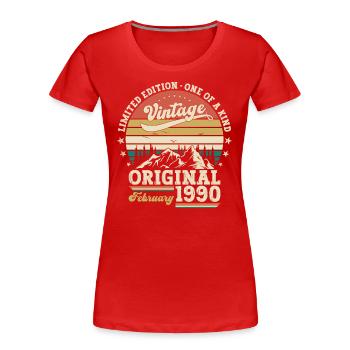 35ème anniversaire cadeau mari Original février 1990 - T-shirt bio Premium Femme - bleu marine - Devant - Mia (176cm)