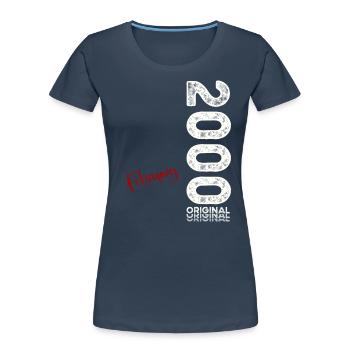 25ème anniversaire cadeau mari Original février 2000 - T-shirt bio Premium Femme - bleu marine - Devant - Mia (176cm)