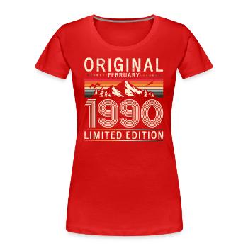 35ème anniversaire cadeau mari Original février 1990 - T-shirt bio Premium Femme - bleu marine - Devant - Mia (176cm)
