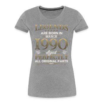 35ème anniversaire cadeau mari Original mars 1990 - T-shirt bio Premium Femme - bleu marine - Devant - Mia (176cm)