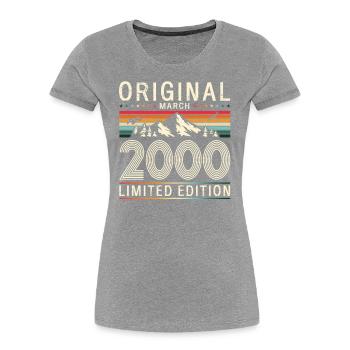 25ème anniversaire cadeau mari Vintage mars 2000 - T-shirt bio Premium Femme - bleu marine - Devant - Mia (176cm)