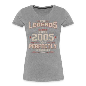 20ème anniversaire cadeau mari millésime mars 2005 - T-shirt bio Premium Femme - bleu marine - Devant - Mia (176cm)