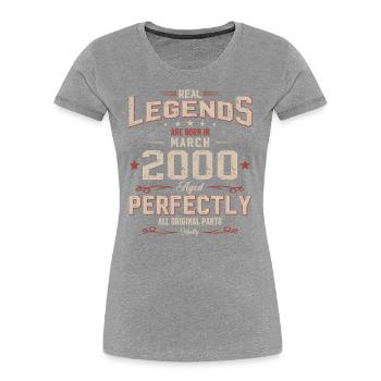 25ème anniversaire cadeau mari Vintage mars 2000 - T-shirt bio Premium Femme - bleu marine - Devant - Mia (176cm)