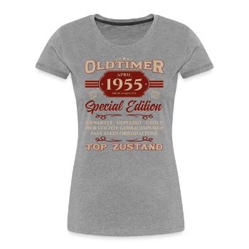 70. Geburtstag Oldtimer April Jahrgang 1955 - Frauen Premium Bio T-Shirt - Navy - Vorne - Mia (176cm)