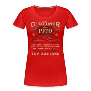 55. Geburtstag Oldtimer April Jahrgang 1970 - Frauen Premium Bio T-Shirt - Navy - Vorne - Mia (176cm)