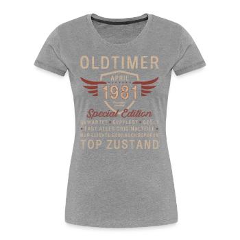 44. Geburtstag Oldtimer April Jahrgang 1981 - Frauen Premium Bio T-Shirt - Navy - Vorne - Mia (176cm)