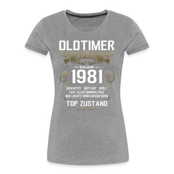 44. Geburtstag Oldtimer April Jahrgang 1981 - Frauen Premium Bio T-Shirt -  - Vorne - Mia (176cm)