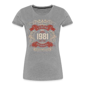 44th Birthday Legend April Vintage 1981 - Women's Premium Organic T-Shirt - navy - Front - Mia (176cm)