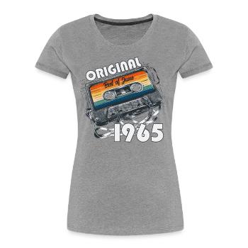 60th Birthday Cassette June 1965 - Women's Premium Organic T-Shirt - navy - Front - Mia (176cm)