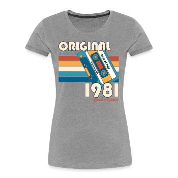 44th Birthday Cassette July Vintage 1981 - Women's Premium Organic T-Shirt - navy - Front - Mia (176cm)