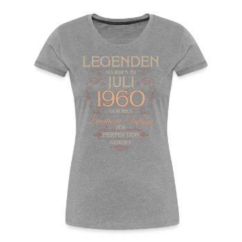 65e anniversaire Légende July Né en 1960 - T-shirt bio Premium Femme - bleu marine - Devant - Mia (176cm)