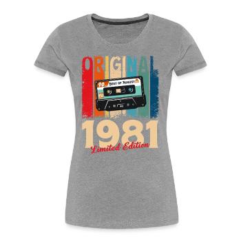 44th Birthday Cassette August 1981 - Women's Premium Organic T-Shirt - navy - Front - Mia (176cm)